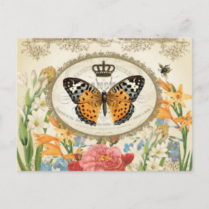 Carte postale vintage Shabby Chic Butterfly