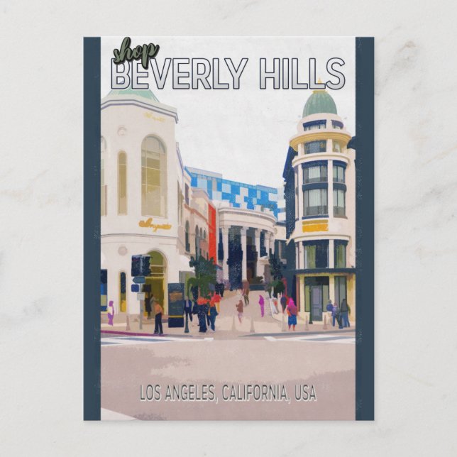 Carte Postale Vintage Shop Beverly Hills California Travel (Devant)
