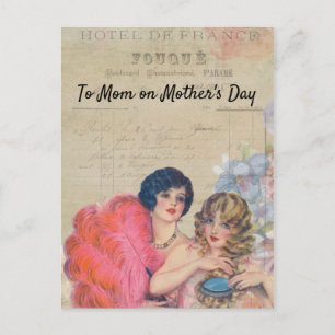 Carte Postale Vintage Show Girls Hotel France Fleurs Plumes