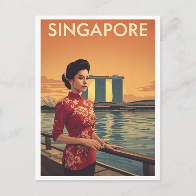 Carte Postale Vintage Singapore Qipao (Devant)