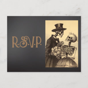 Carte Postale Vintage Skeleton Couple or et noir RSVP