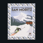 Carte Postale Vintage Ski Poster, San Moritz Crested Butte,<br><div class="desc">Replica Vintage Ski Poster,  Winter Sports San Moritz Crested Butte,  Colorado</div>