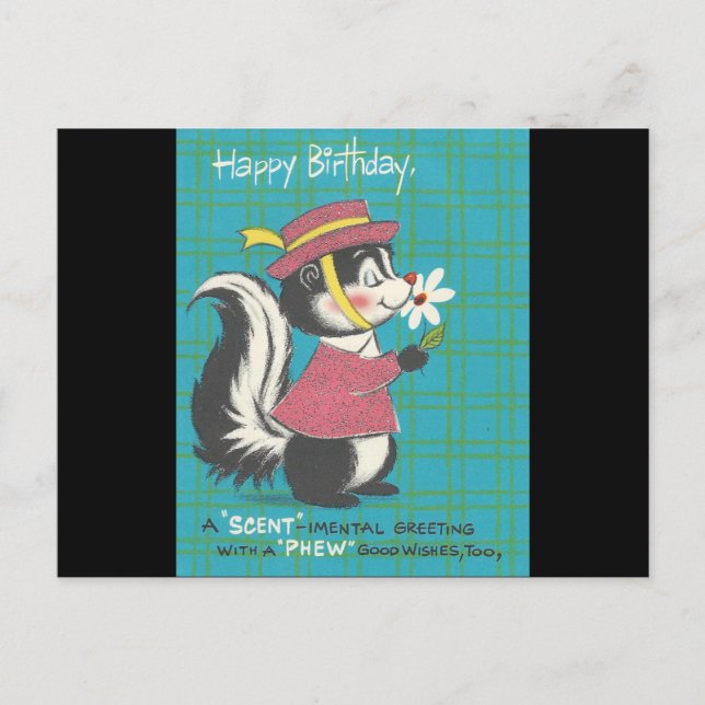 Carte Postale Vintage Skunk Joyeux anniversaire (Devant)