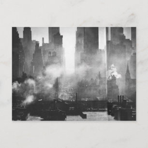 Carte Postale Vintage Smokey Gritty NYC Skyline noir et blanc