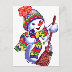 Carte Postale Vintage Snowman