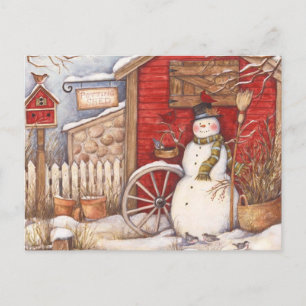Carte Postale Vintage Snowman