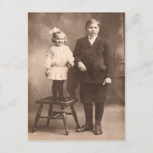 Carte Postale Vintage soeur et frère
