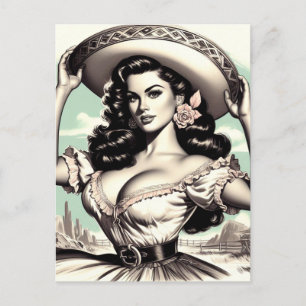 Carte Postale Vintage Sombrero Pin-up