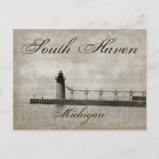 Carte postale vintage South Haven Michigan Lightho