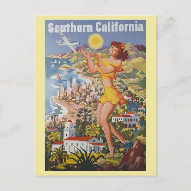 Carte Postale Vintage Southern California Retro Travel (Devant)