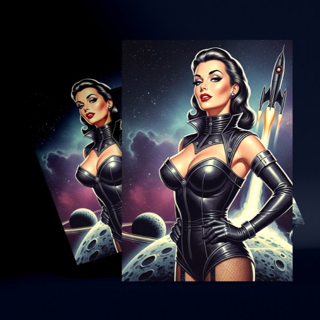 Carte Postale Vintage Space Pin-up (Créateur téléchargé)