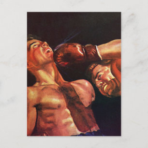 Carte Postale Vintage Sports Boxers Punching Fight