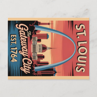 Carte Postale Vintage St. Louis Missouri Retro Travel Poster