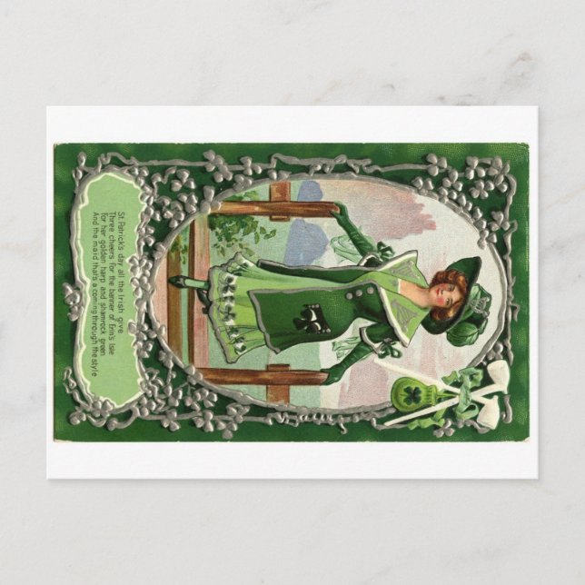 Carte Postale Vintage St. Patrick's Day Girl (Devant)