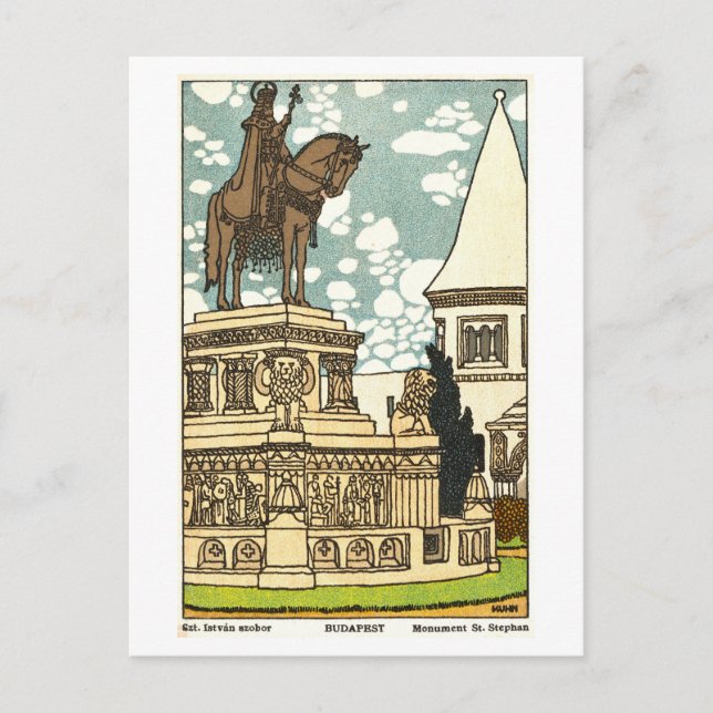 Carte Postale Vintage St. Stephen Monument in Budapest (Devant)
