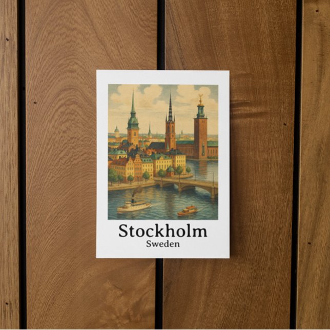 Carte Postale Vintage Stockholm Suède Travel Art (Vintage Stockholm Sweden Travel Art Postcard)