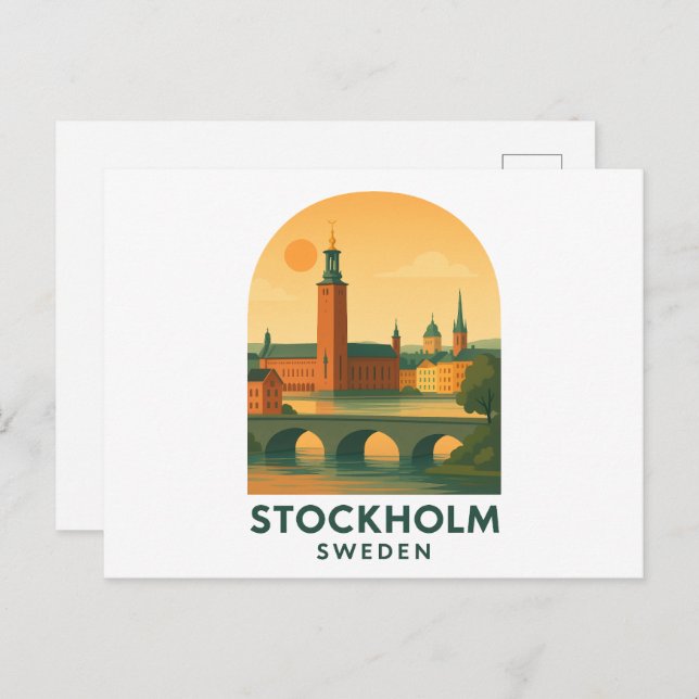 Carte Postale Vintage Stockholm Sweden Travel – Scandinavian  (Devant / Derrière)