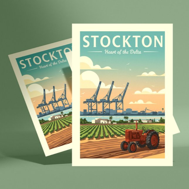 Carte Postale Vintage Stockton Californie (Créateur téléchargé)
