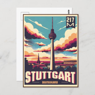 Carte Postale Vintage Stuttgart TV Tower Fernsehturm cadeau alle