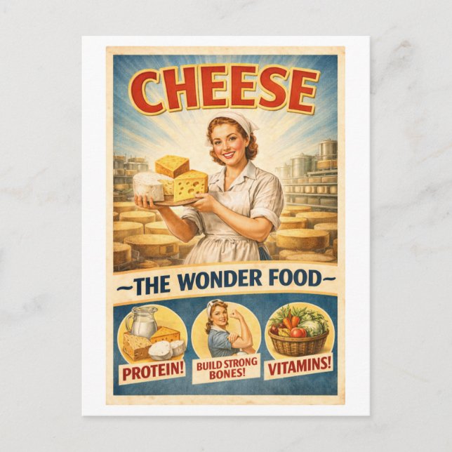 Carte Postale Vintage-Style 1950s Cheese Advertisement (Devant)