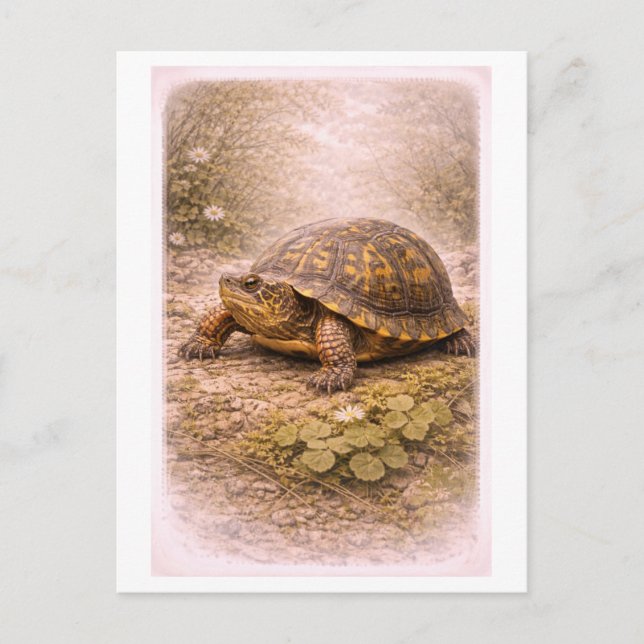 Carte Postale Vintage-Style Box Turtle Illustration (Devant)