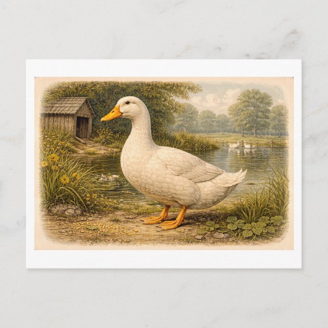Carte Postale Vintage-Style Duck Illustration (Devant)