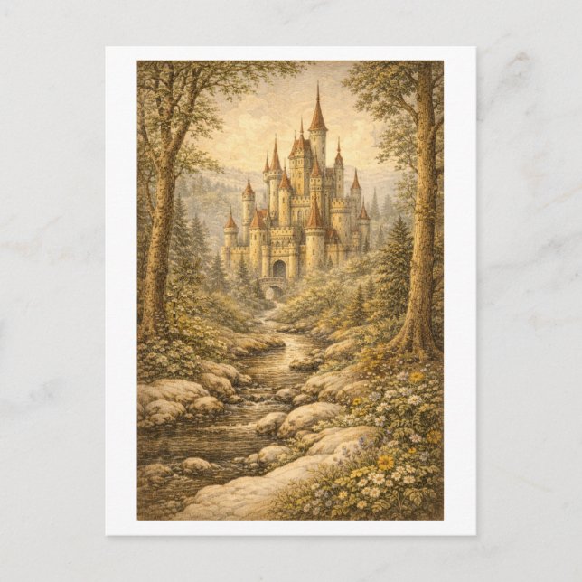 Carte Postale Vintage-Style Fairy Tale Castle (Devant)