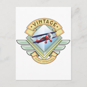 Carte Postale Vintage style flight badge