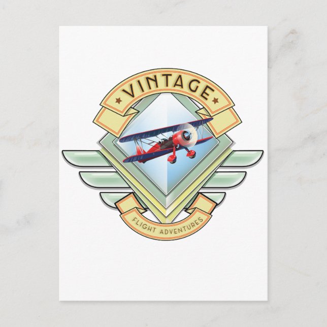 Carte Postale Vintage style flight badge (Devant)