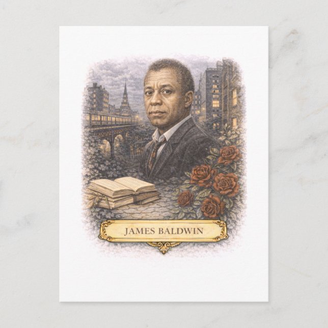 Carte Postale Vintage-Style James Baldwin Writer Postcard (Devant)