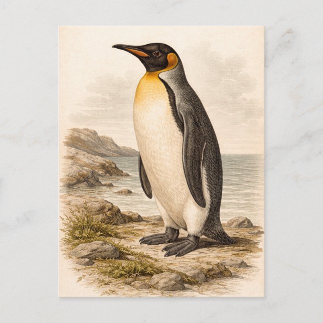 Carte Postale Vintage-Style Penguin Illustration (Devant)