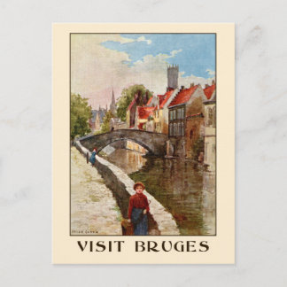 Carte Postale Vintage style rétro Bruges voyage ad