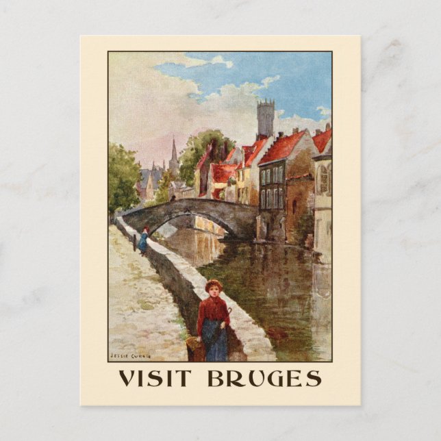 Carte Postale Vintage style rétro Bruges voyage ad (Devant)