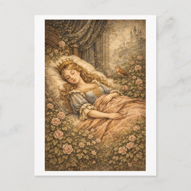Carte Postale Vintage-Style Sleeping Beauty (Devant)