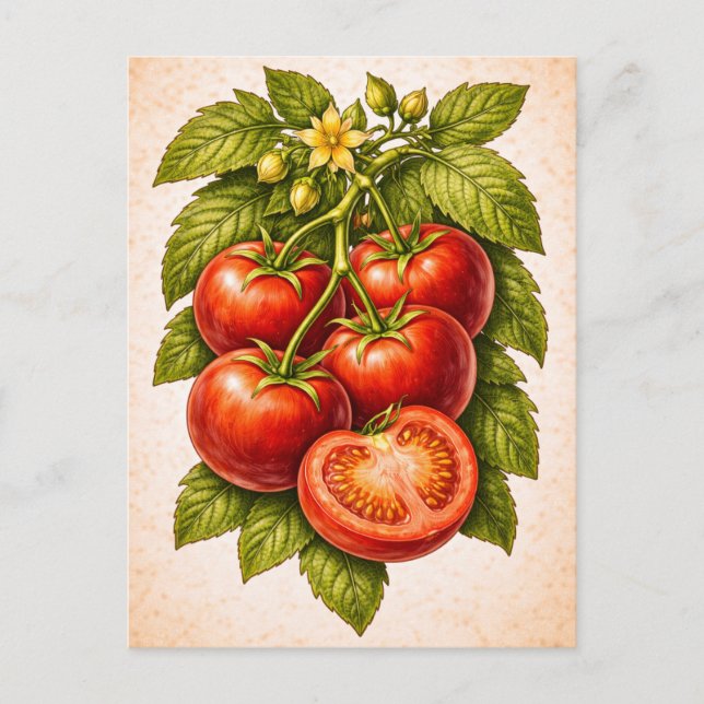 Carte Postale Vintage-Style Tomato Botanical Illustration (Devant)