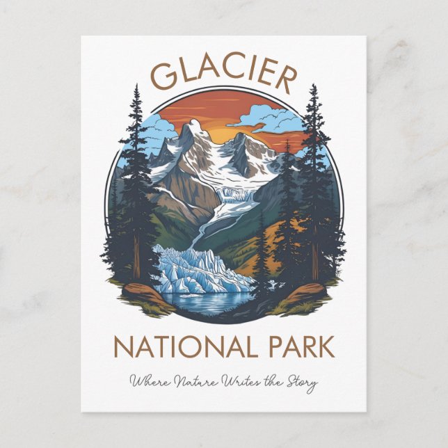 Carte postale Vintage Sunset du parc national Glac (Devant)