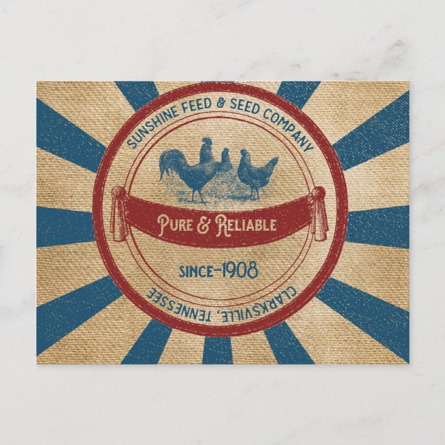 Carte Postale Vintage Sunshine Alimentation Poulets Publicité (Devant)
