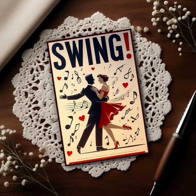 Carte Postale Vintage Swing Dance Night Poster (Créateur téléchargé)