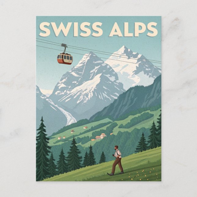 Carte Postale Vintage Swiss Alps Travel (Devant)