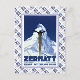 Carte Postale Vintage Swiss Raulway Poster, Zermatt