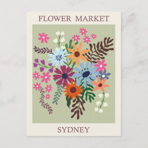 Carte Postale Vintage Sydney Australie Flower Market Travel