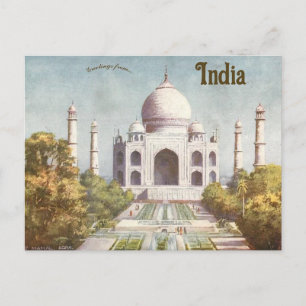 Carte Postale Vintage Taj Mahal Agra Inde