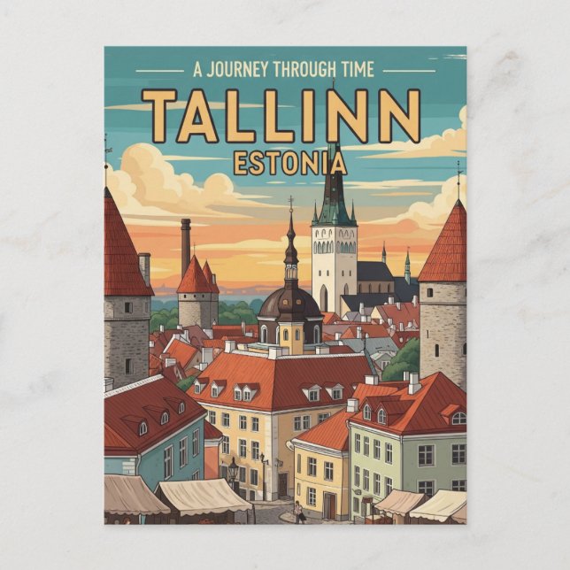Carte Postale Vintage Tallinn Estonie Voyage (Devant)