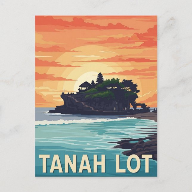 Carte Postale Vintage Tanah Lot Bali Indonésie Voyage (Devant)