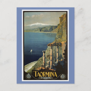 Carte Postale Vintage Taormina Sicile Voyage en Italie
