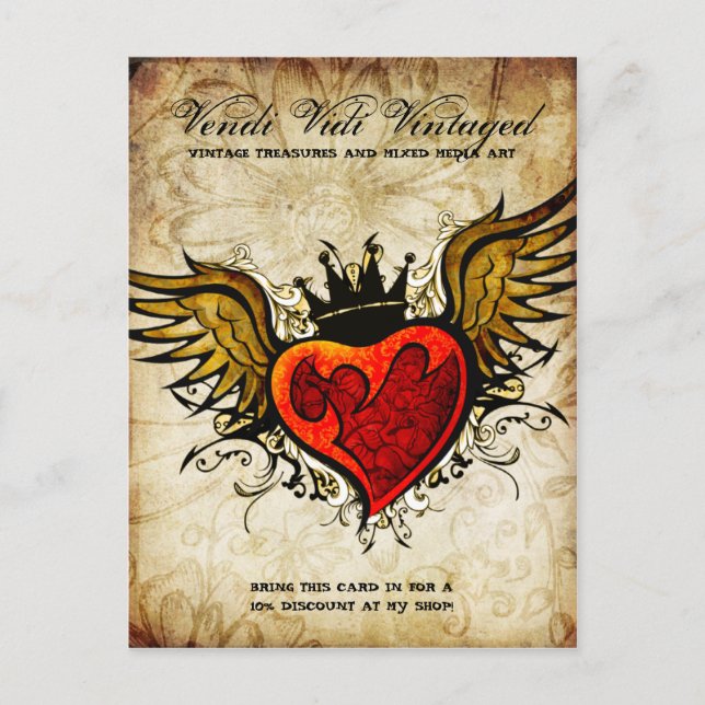 Carte postale vintage Tattoo Heart Urban (Devant)