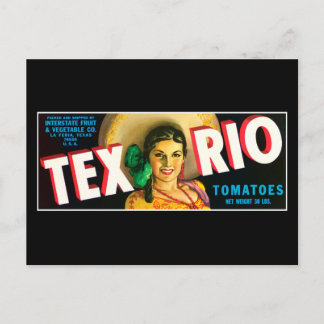 Carte Postale Vintage Tex Rio Tomates Étiquette