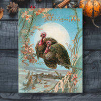 Vintage Thanksgiving Turkeys Sous Pleine lune