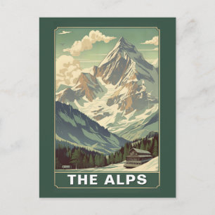Carte Postale Vintage The Alps Voyage Ski Lodge Montagne