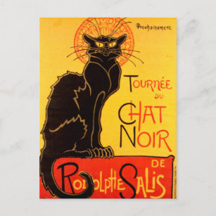 Carte Postale Vintage Tournee de Conversation Noir Chat Noir